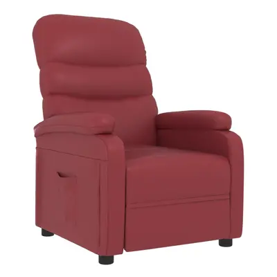 vidaXL Sillón reclinable de cuero sintético rojo vino tinto