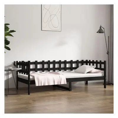 vidaXL Sofá cama madera maciza de pino negro 90x200 cm