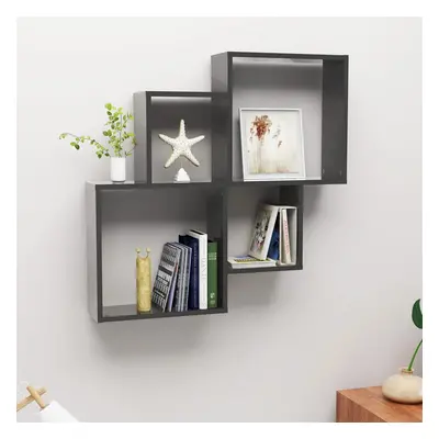 vidaXL Estante de cubo de pared aglomerado gris brillante 80x15x78,5cm