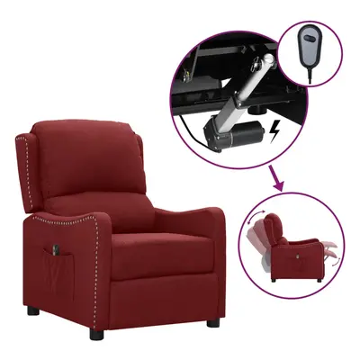 vidaXL Sillón reclinable eléctrico de tela rojo vino tinto