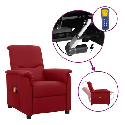 vidaXL Sillón de masaje reclinable elevable de tela vino tinto