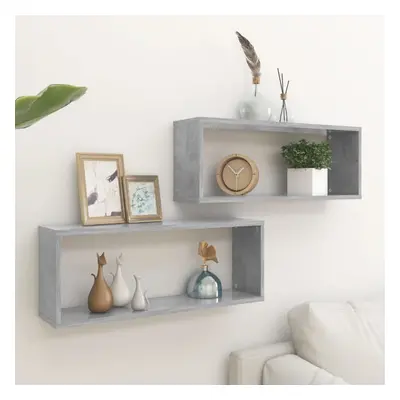 vidaXL Estante cubo pared 2 uds aglomerado gris hormigón 60x15x23 cm