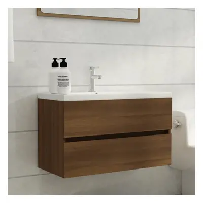 vidaXL Mueble de lavabo madera contrachapada roble marrón 80x38,5x45cm