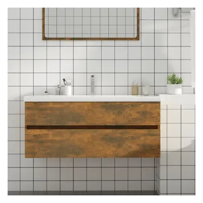 vidaXL Mueble lavabo madera contrachapada roble ahumado 100x38,5x45 cm