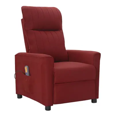 vidaXL Sillón de masaje reclinable de tela color vino tinto