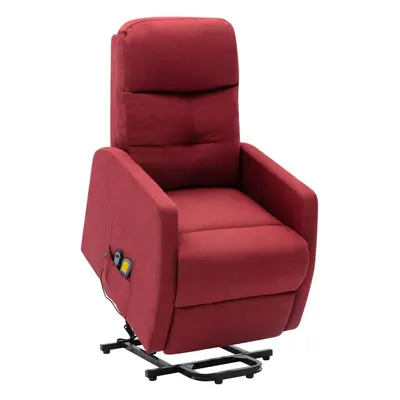 vidaXL Sillón de masaje reclinable de pie de tela vino tinto