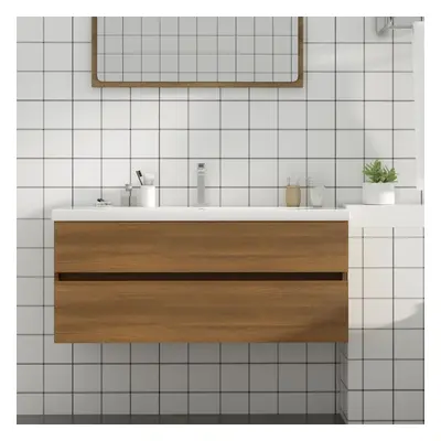 vidaXL Mueble de lavabo contrachapado roble marrón 100x38,5x45 cm