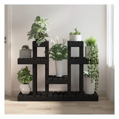 vidaXL Soporte para plantas madera maciza pino negro 104,5x25x77,5 cm