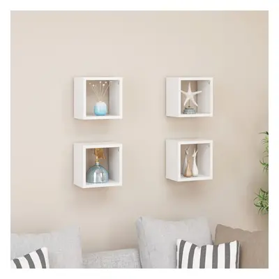 vidaXL Estantes cubo de pared 4 uds blanco 22x15x22 cm