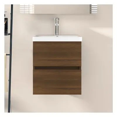 vidaXL Mueble de lavabo madera contrachapada marrón roble 41x38,5x45cm