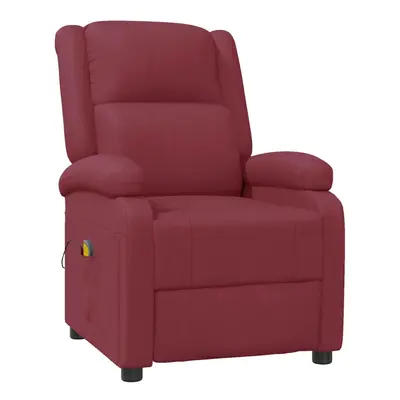 vidaXL Sillón masaje reclinable cuero sintético color vino tinto