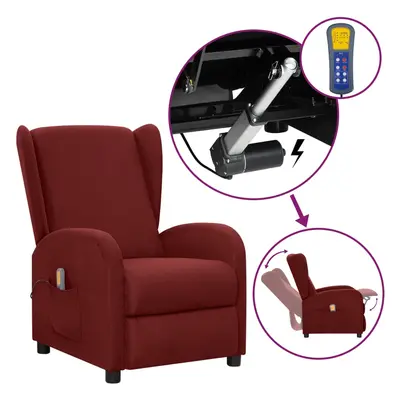 vidaXL Sillón de masaje reclinable levantapersonas de tela color vino