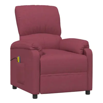 vidaXL Sillón de masaje reclinable de tela color vino tinto