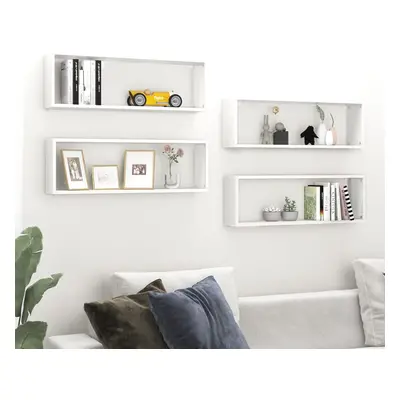 vidaXL Estantes cubo pared 4 uds aglomerado blanco brillo 80x15x26,5cm