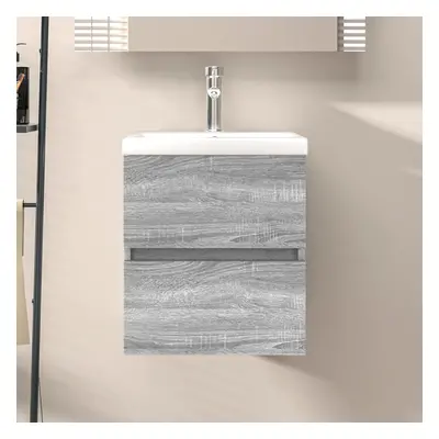 vidaXL Mueble de lavabo madera contrachapada gris Sonoma 41x38,5x45 cm