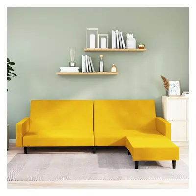 vidaXL Sofá cama de 2 plazas con reposapies terciopelo amarillo