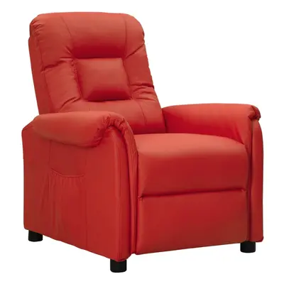 vidaXL Sillón reclinable de cuero sintético rojo vino tinto