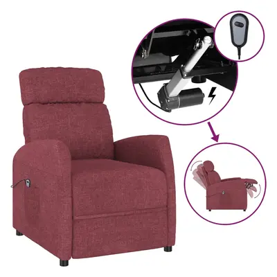 vidaXL Sillón reclinable eléctrico tela rojo vino