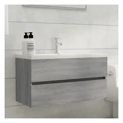 vidaXL Mueble de lavabo madera contrachapada gris Sonoma 90x38,5x45cm