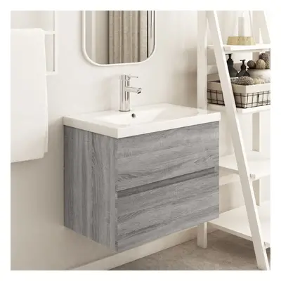 vidaXL Mueble de lavabo madera contrachapada gris Sonoma 60x38,5x45 cm