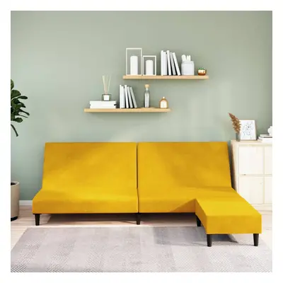 vidaXL Sofá cama de 2 plazas con reposapies terciopelo amarillo