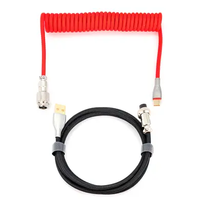 Phoenix Kioru Cable Aviador En Espiral Con Conector Tipo C Para Teclados Gaming Negro Y Rojo