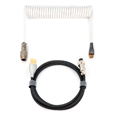 Phoenix Kioru Cable Aviador En Espiral Con Conector Tipo C Para Teclados Gaming Negro Y Blanco