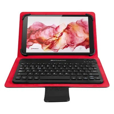 Funda Universal Phoenix Para Tablet Hasta 10 Pulgadas Universal Teclado Bluetooth Roja