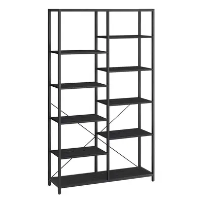 Librería de 5 Niveles Negro con Veta de Madera y Negro