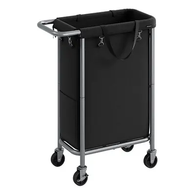 Cesto Ropa Sucia con Ruedas 90 L 61 x 29 x 81 cm Negro Tinta