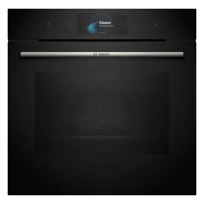 Horno DualClean - BOSCH HRG7784B1, Cristal Negro, Pirolítico, Aqualísis