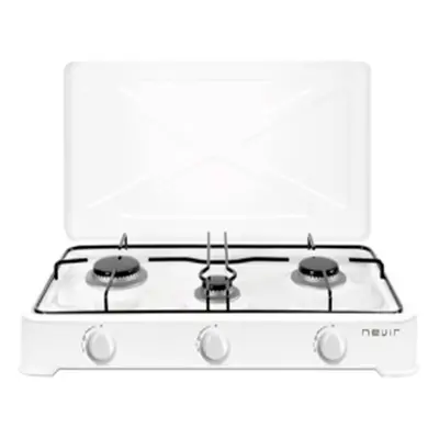 Hornillo de Gas - Nevir NVR-CGPE3T, 3 Fuegos, Blanco