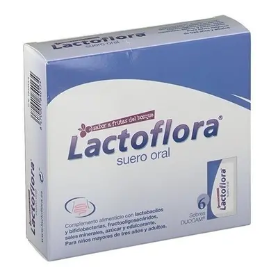 lactoflora suero oral 6 sobres duocam sabor frutas del bosque