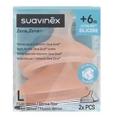 Suavinex tetinas Zero Zero silocona +6M flujo L 2 unidades