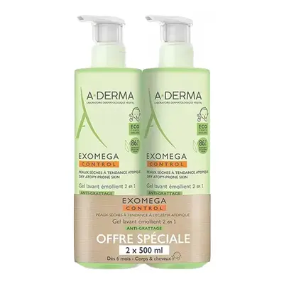 Aderma Exomega Control Gel Limpiador 2 En 1 500ml + 500ml Duplo