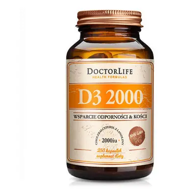 Doctor Life, Vitamina D3 2000, en aceite de oliva, 250 cápsulas