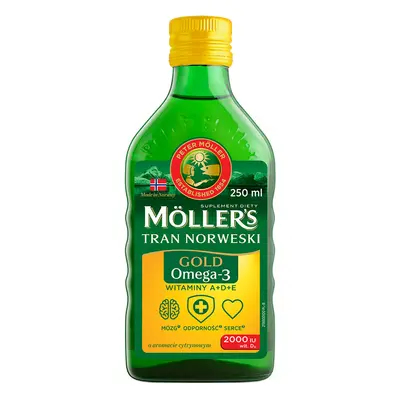 Aceite de pescado noruego Moller's Gold, sabor a limón, 250 ml