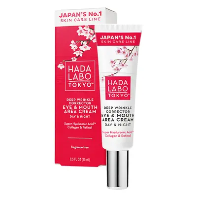 Crema correctora de arrugas profundas sin perfume para ojos y boca con ácido superhialurónico, 15 ml, Hada Labo Tokio