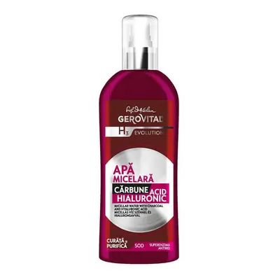 Gerovital H3 Evolution Agua micelar con carbón y ácido hialurónico, 150 ml