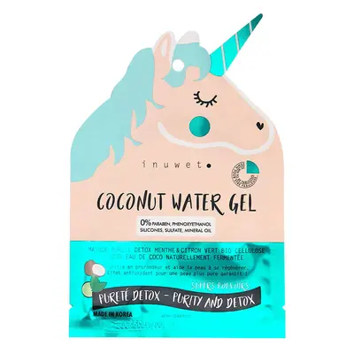 Mascarilla facial desintoxicante Biocelulosa Gel de Agua de Coco, Unicornio, Inuwet, 30 ml
