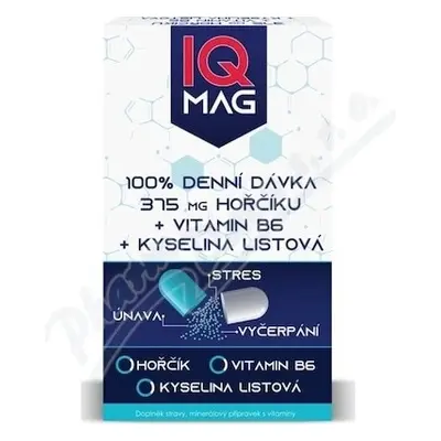 IQ MAG Magnesio 375 mg + B6 + ácido fólico 1×60 piezas, complemento alimenticio