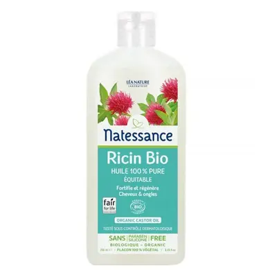 Natessance Aceite de ricino puro bio de comercio justo, fortificante y regenerador 250ml