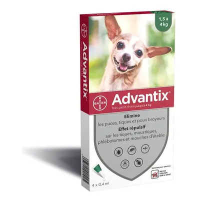 Pipetas Advantix para perros pequeños de 1,5 a 4 kg X 4