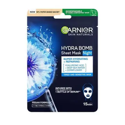 Skin Naturals Mascarilla Hidratante y Reparadora de Extracto de Arándano y Ácido Hialurónico, 28 g, Garnier
