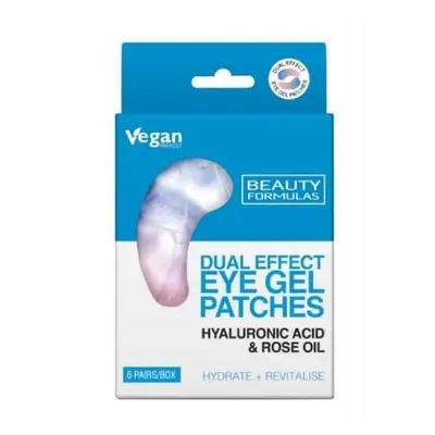Beauty Formulas Parches oculares de gel Ácido hialurónico amp; Aceite de rosa, 6 pares