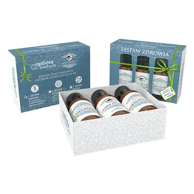 Kit Salud Optima Natura, aceites esenciales naturales, eucalipto, thieves, lavanda, 3 x 10 ml + difusor ultrasónico