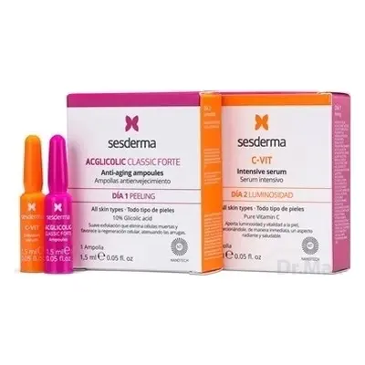 sesderma FLASH EFEKT suero ACGLICOLIC + C-VIT 1×2x1,5 ml, suero con alto contenido en ácido glicólico