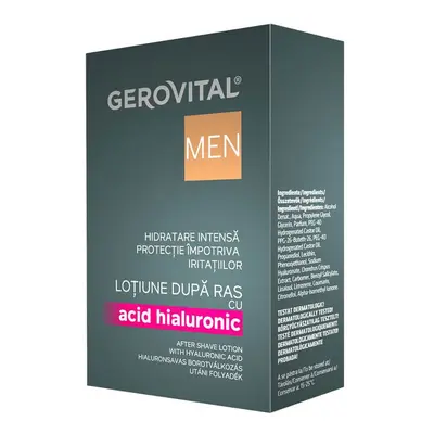 Gerovital Men Loción para después del afeitado con ácido hialurónico, 100 ml