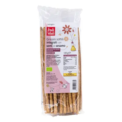 Palitos de pan integral bio con sésamo y aceite de oliva virgen extra, 125 g, Baule Volante