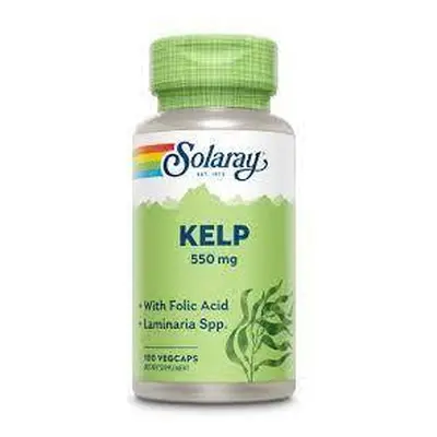 Kelp 550mg y Ácido Fólico Solaray, 100 cápsulas, Secom